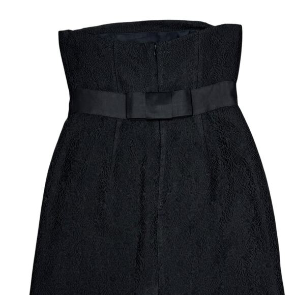 Ann Taylor Black Strapless Wool Blend Dress 10P Empire Waist Grosgrain Back Bow - Picture 8 of 13